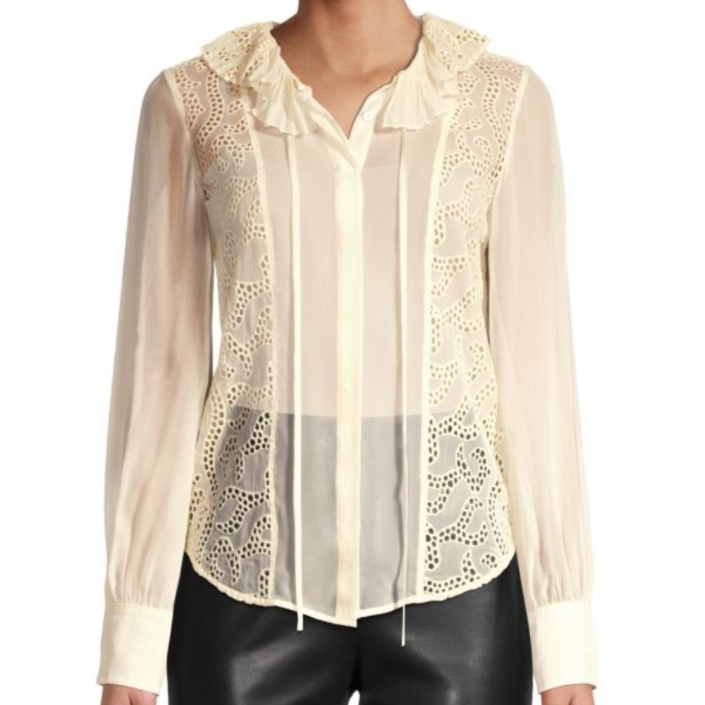 Rebecca Taylor - “Sarafina” Eyelet Long-Sleeve Blouse - New with Tags - Size 4
